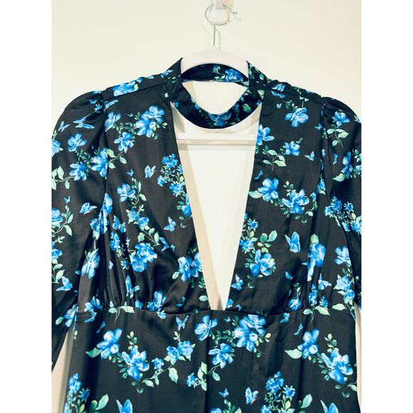 Majorelle Stellina Dress Floral Choker Neckline Backless Long Gown with Slit - Picture 13 of 14